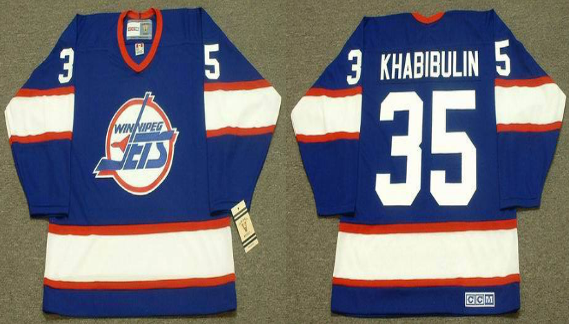 2019 Men Winnipeg Jets #35 Khabibulin blue CCM NHL jersey->winnipeg jets->NHL Jersey